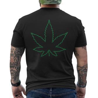 Green Pot Leaf Outline Cool Men's T-shirt Back Print - Monsterry DE