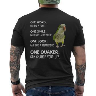Green Quaker One Quaker Parrot Bird Change Your Life Mens Back Print T-shirt - Thegiftio UK