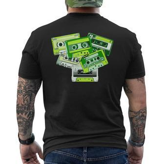 Green Tape Cassettes Classic Old School Green Color Graphic Men's T-shirt Back Print - Monsterry AU