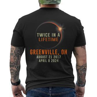 Greenville Ohio Total Solar Eclipse 2024 Twice In A Lifetime Men's T-shirt Back Print - Thegiftio UK