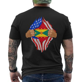 Grenadian Blood Inside Me Grenada Flag Men's T-shirt Back Print - Monsterry CA