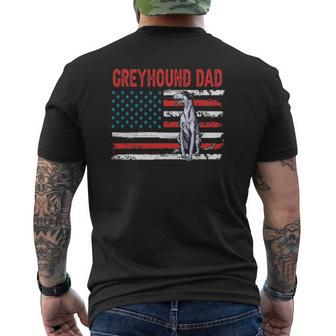 Greyhound Dog Dad American Flag Fathers Day Mens Back Print T-shirt | Mazezy