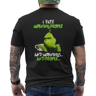 Grinch Hate Morning People Christmas Mens Back Print T-shirt - Seseable