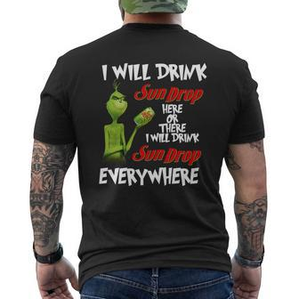 Grinch I Will Drink Sundrop Here Or There I Will Drink Sundrop Everywhere Mens Back Print T-shirt - Seseable