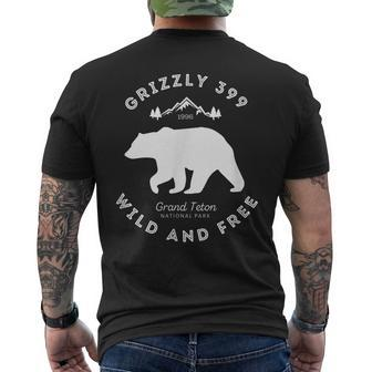 Grizzly 399 Wild & Free Grand Teton National Park V2 Mens Back Print T-shirt - Thegiftio UK