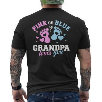 Großvater Kurzärmliges Herren-T-Kurzärmliges Herren-T-Shirt Pink or Blue, Grandpa Loves You für Geschlechtsenthüllung - Seseable