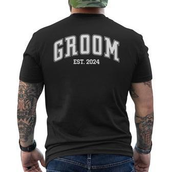 Groom Bride Est 2024 Retro Just Married Couples Wedding Men's T-shirt Back Print | Mazezy AU