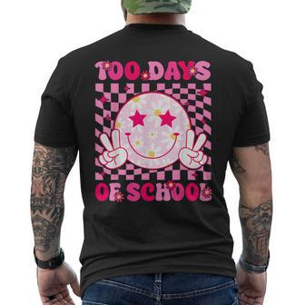 Groovy 100 Days Of School Pink Smile Face Ns Girls Womens Men's T-shirt Back Print - Seseable