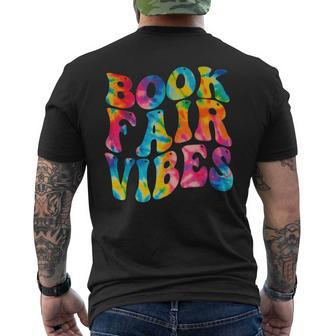 Groovy 70S Book Fair Vibe Tie Dye Reading School Librarian Men's T-shirt Back Print - Thegiftio UK