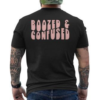 Groovy Bachelorette Bridal Bride Party Boozed And Confused Men's T-shirt Back Print - Monsterry UK
