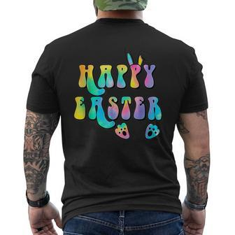 Groovy Bunny Tie Dye Happy Easter Cute Easter Day Rabbit Men's T-shirt Back Print | Mazezy