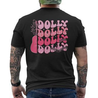 Groovy Dolly First Name Guitar Pink Cowgirl Western Men's T-shirt Back Print - Seseable