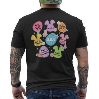 Groovy Easter Aba Behavior Analyst Bunny Behavior Therapy Men's T-shirt Back Print - Seseable