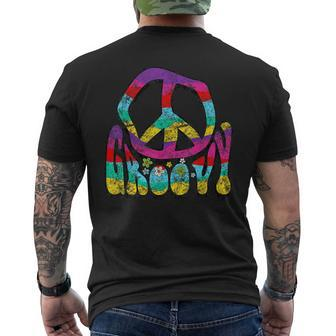 Groovy Hippie 60S 70S Distressed Peace Sign Retro Men's T-shirt Back Print - Monsterry