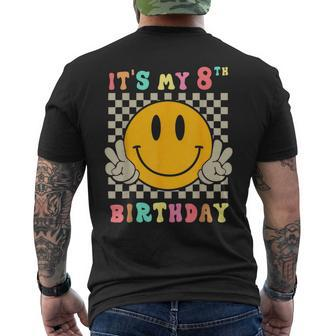 Groovy Hippie Smile Face It's My 8Th Birthday Happy 8 Year Men's T-shirt Back Print - Thegiftio UK