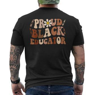 Groovy Proud Black Educator African Pride Black History Men's T-shirt Back Print | Mazezy