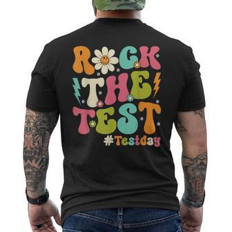 Groovy Rock The Test Motivational Retro Teachers Testing Day Men's T-shirt Back Print - Monsterry CA
