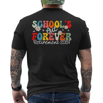 Groovy School's Out Forever Retirement 2024 Retired Teacher Men's T-shirt Back Print | Mazezy