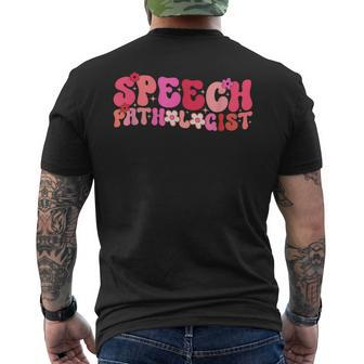 Groovy Speech Pathologist Speech Language Therapy Slp Men's T-shirt Back Print - Seseable