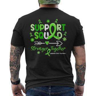 Groovy Support Squad Green Ribbon Lymphoma Cancer Awareness Men's T-shirt Back Print - Thegiftio