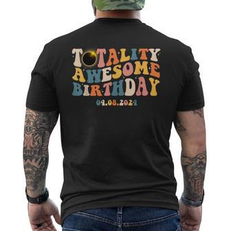 Groovy Total Solar Eclipse April 8 2024 Totality Birthday Men's T-shirt Back Print | Mazezy