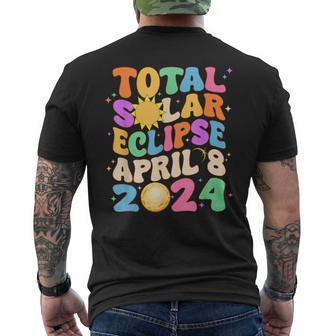 Groovy Total Sun Eclipse April 8 2024 Men's T-shirt Back Print - Seseable