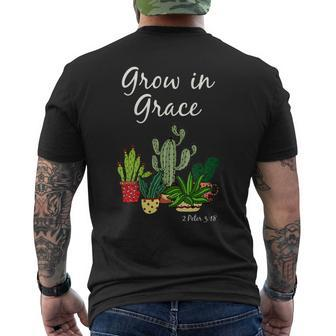 Grow In Grace Bible Verse Inspirational Scripture Christian Men's T-shirt Back Print - Monsterry