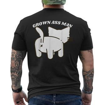 Grown Ass Man-Cat Men's T-shirt Back Print - Monsterry