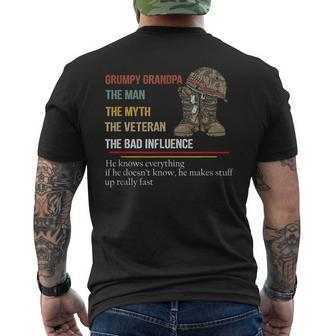 Grumpy Grandpa The Man The Myth The Veteran The Bad Men's T-shirt Back Print - Monsterry AU