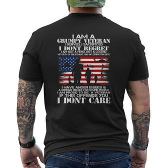 I Am A Grumpy Veteran I Don't Care-Military Veterans Mens Back Print T-shirt | Mazezy