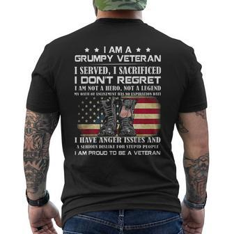 I Am A Grumpy Veteran I Am Not A Hero Not A Legend Cool Men's T-shirt Back Print - Monsterry
