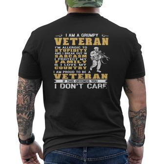 I Am A Grumpy Veteran Proud To Be Veteran Mens Back Print T-shirt | Mazezy