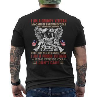 I Am A Grumpy Veteran I Am A Proud Veteran Men's T-shirt Back Print - Monsterry