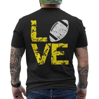 Grunge Love Football Ball Yellow Gold Team Colors Men's T-shirt Back Print - Monsterry