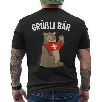 Grüßli Bear  Swiss Grüezi Grizzly Bear T-Shirt mit Rückendruck - Seseable