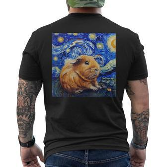 Guinea Pig Van Gogh Style Starry Night Graphic Men's T-shirt Back Print - Seseable