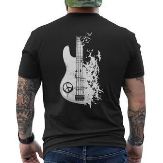Guitar Bass Bird Men's T-shirt Back Print | Mazezy