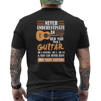 Guitar Dad Never Underestimate An Old Man With Guitar Mens Back Print T-shirt | Mazezy