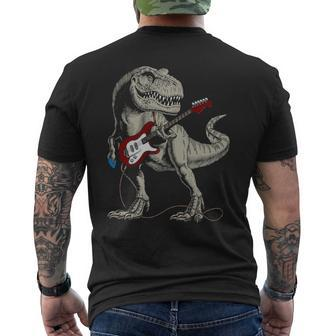 Guitar Dinosaur Playing Guitar Men's T-shirt Back Print | Mazezy
