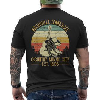 Guitar Guitarist Nashville Tennessee Country Music City Men's T-shirt Back Print - Seseable