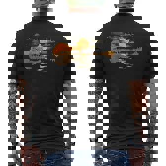 Guitar Lake Reflections Love Musician Acoustic Guitar Men's T-shirt Back Print - Seseable
