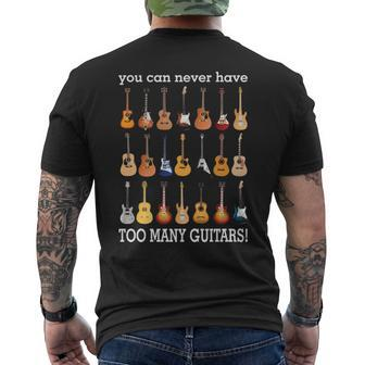Guitar Never Too Many Men's T-shirt Back Print | Mazezy