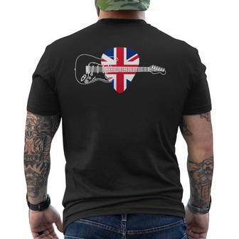 Guitar Pick Union Jack Flag Guitarist Vintage Men's T-shirt Back Print - Monsterry UK