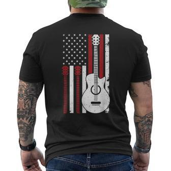 Guitar Player American Us Flag Guitarist Musician Band Men's T-shirt Back Print - Seseable