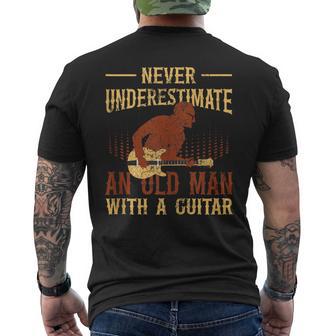 Guitarist Music Never Underestimate An Old Man With A Guitar Men's T-shirt Back Print - Monsterry