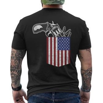 Gun In American Flag Pocket Patriotic 4Th Of July Men's T-shirt Back Print - Monsterry AU