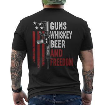 Guns Whisky Beer And Freedom Drinking Ar15 Gun Men's T-shirt Back Print - Monsterry