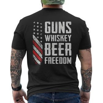 Guns Whisky Beer Freedom Pro Guns Drinking On Back Men's T-shirt Back Print - Monsterry