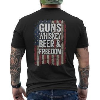Guns Whisky Beer And Freedom Pro Gun Drinking Usa Men's T-shirt Back Print - Monsterry AU