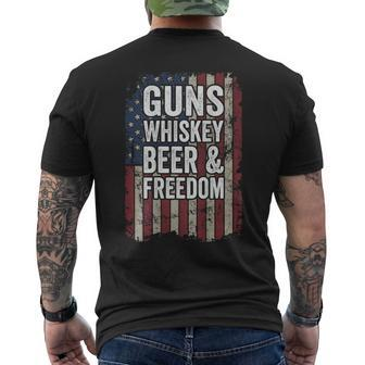 Guns Whisky Beer And Freedom Pro Gun Usa On Back Men's T-shirt Back Print - Monsterry UK